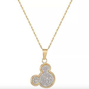 Disney Mickey Mouse Glitter 15" Pendant Necklace 10k Gold NEW WITH BOX $400 MSRP